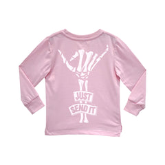 JUST SEND IT GIRLS LONG SLEEVE BABY PINK